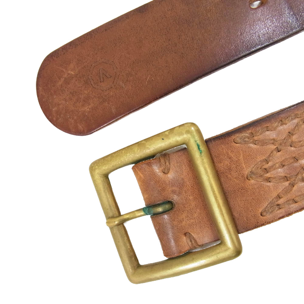 VISVIM ビズビム PLAIN BELT プレーン レザー ベルト ブラウン系 32【中古】