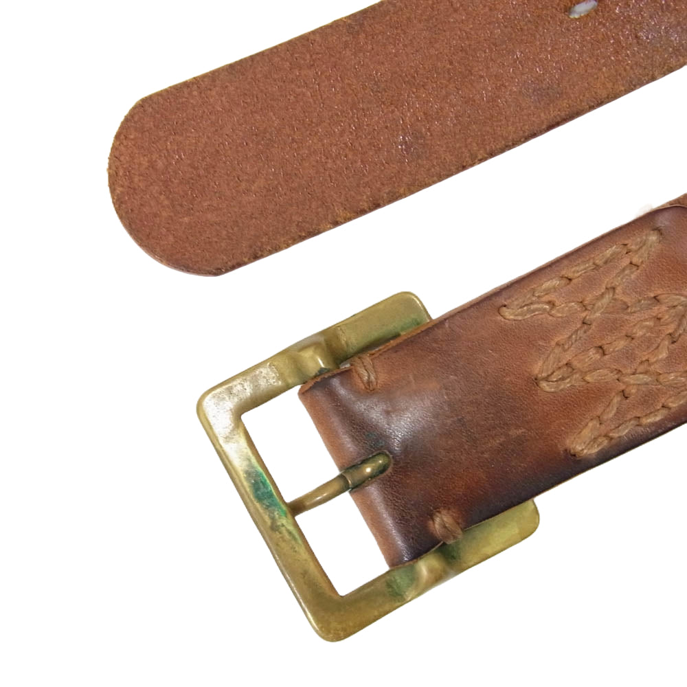VISVIM ビズビム PLAIN BELT プレーン レザー ベルト ブラウン系 32【中古】