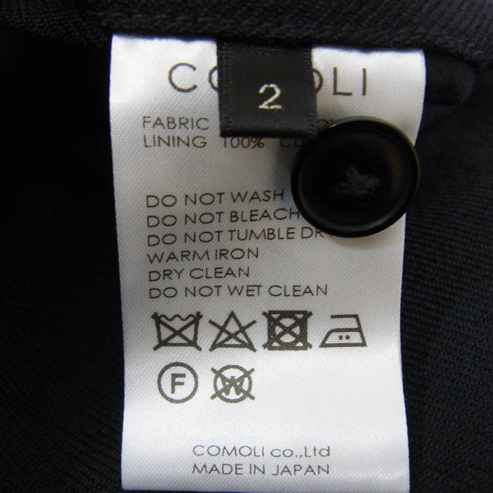 COMOLI コモリ Q03-03007 WOOL SERGE BACK STRAP PANTS ウール サージバックストラップ パンツ ブラック系 2【中古】