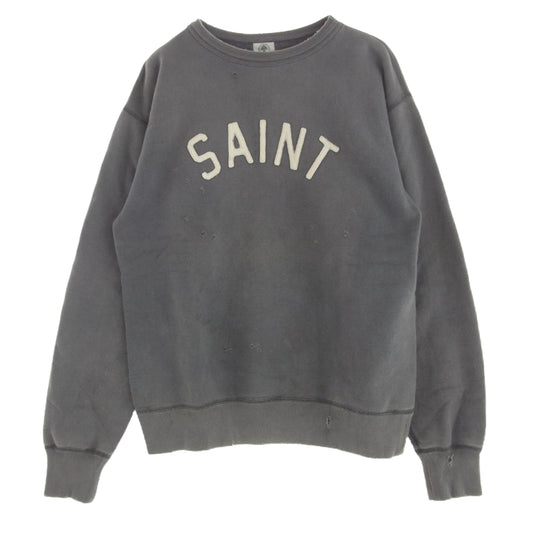 SAINT MICHAEL セントマイケル 21SS SM-S21-0000-018 SWEAT SHIRT ヴィンテージ 加工 長袖 スウェット シャツ グレー系 M【中古】
