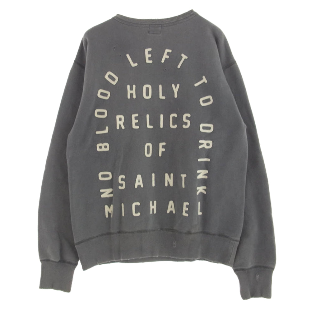 SAINT MICHAEL セントマイケル 21SS SM-S21-0000-018 SWEAT SHIRT ヴィンテージ 加工 長袖 スウェット シャツ グレー系 M【中古】