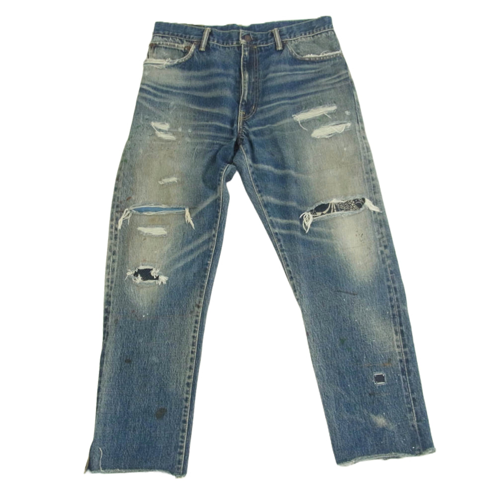 VISVIM ビズビム 0221905005004 ICT限定 JOURNEYMAN PANTS TACKED CRASH ジャーニーマン タックド クラッシュ ダメージ デニム パンツ インディゴブルー系 2【中古】