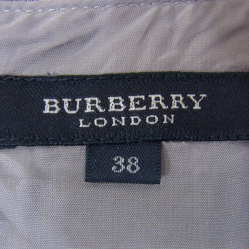 BURBERRY LONDON バーバリー ロンドン FMA16-063-34 チェック柄 ノースリーブ ワンピース ウエスト切替 パープル系 38【中古】