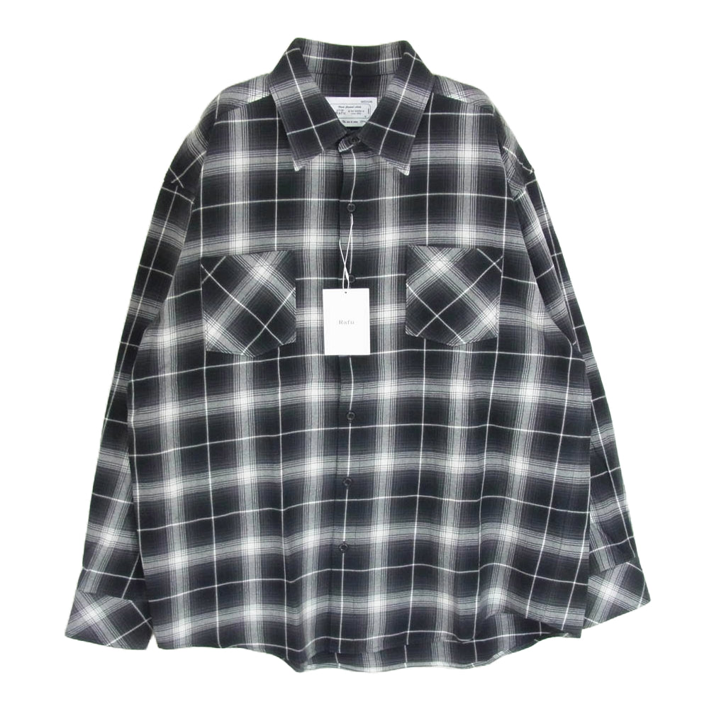 ラフ Rafu001 Standerd shirt スタンダード チェック 長袖 シャツ ブラック系 M【新古品】【未使用】【中古】