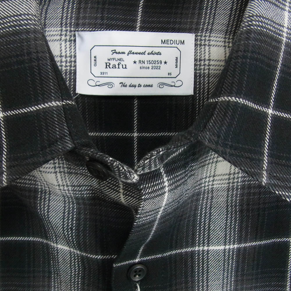 ラフ Rafu001 Standerd shirt スタンダード チェック 長袖 シャツ ブラック系 M【新古品】【未使用】【中古】