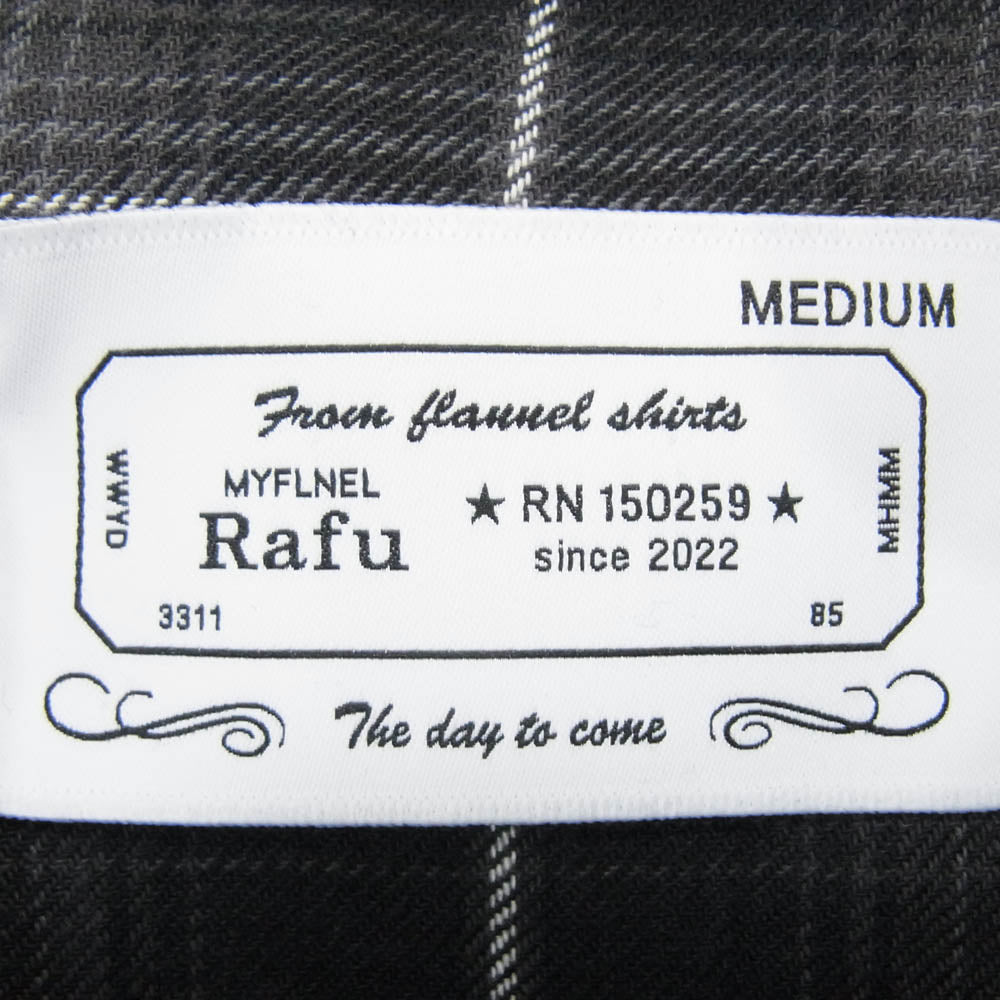 ラフ Rafu001 Standerd shirt スタンダード チェック 長袖 シャツ ブラック系 M【新古品】【未使用】【中古】