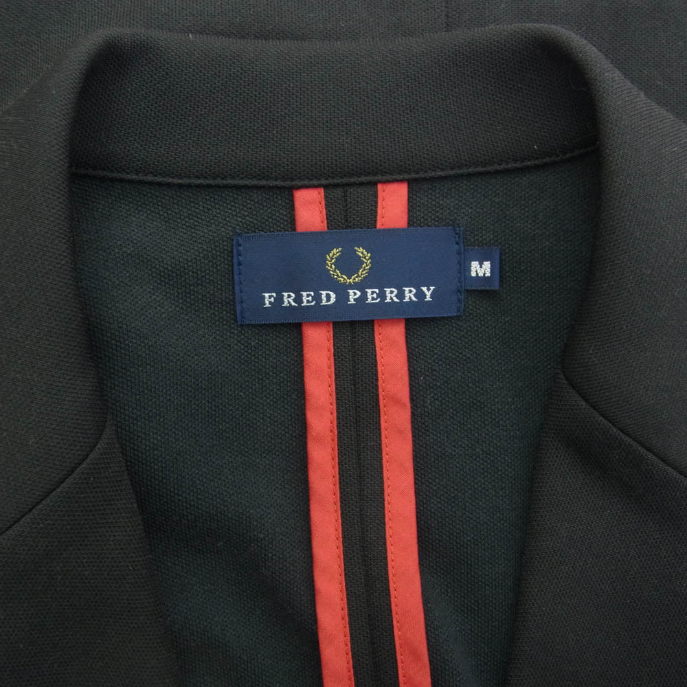 FRED PERRY フレッドペリー F2004 袖2ライン入り ロゴ ジャージー テーラード ジャケット ブラック系 M【中古】