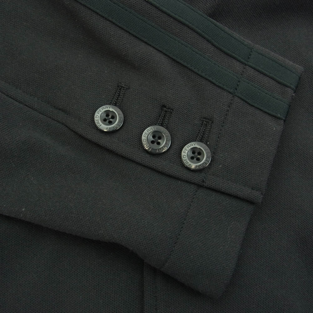 FRED PERRY フレッドペリー F2004 袖2ライン入り ロゴ ジャージー テーラード ジャケット ブラック系 M【中古】