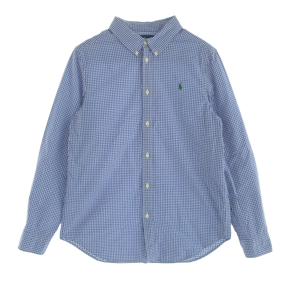 RALPH LAUREN ラルフローレン ギンガムチェック  ボタンダウン 長袖 シャツ ブルー系 XL【中古】