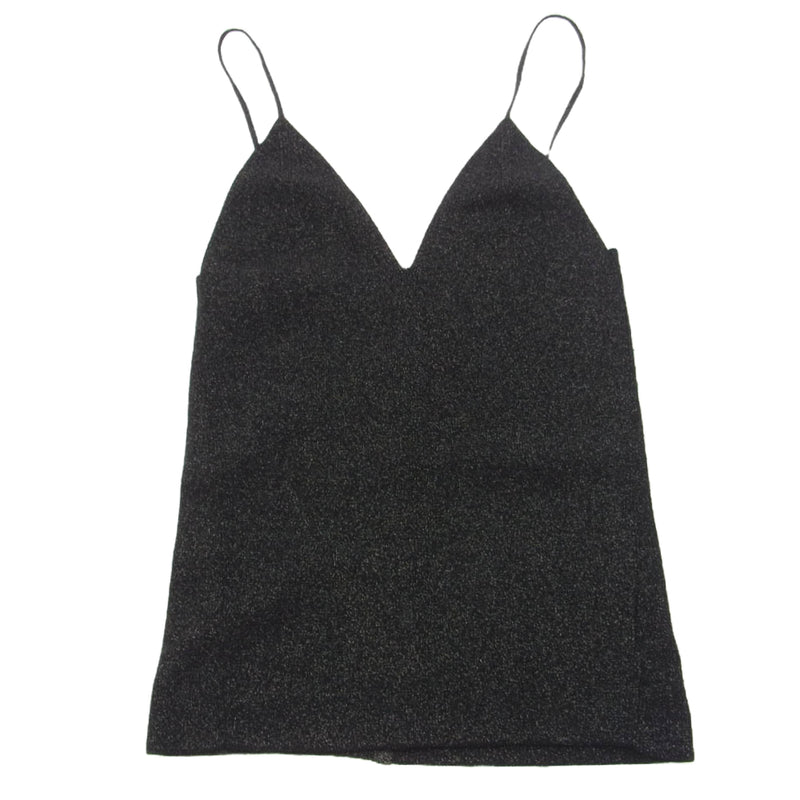 カナコサカイ RIBBED-KNIT CAMISOLE リブ ニット キャミソール ラメ ポーチ付き ブラック系 36【美品】【中古】