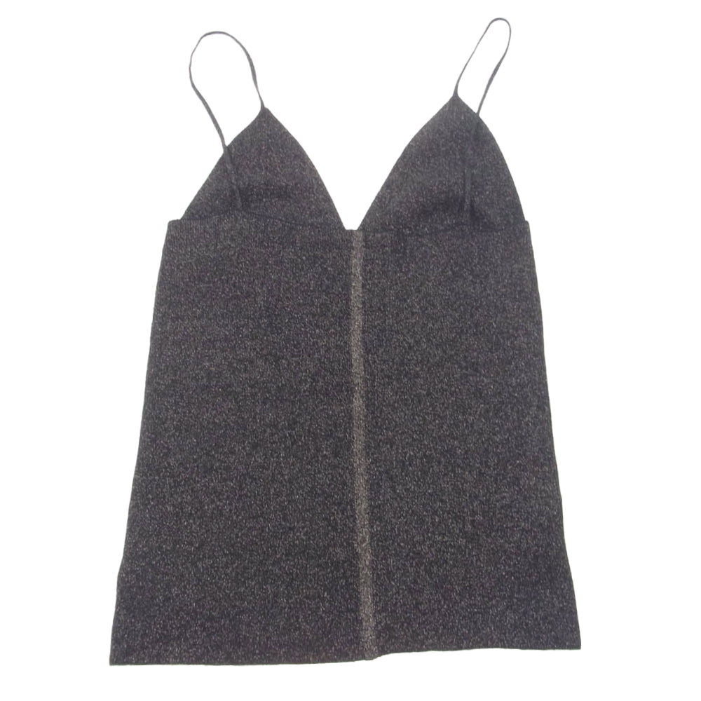 カナコサカイ RIBBED-KNIT CAMISOLE リブ ニット キャミソール ラメ ポーチ付き ブラック系 36【美品】【中古】