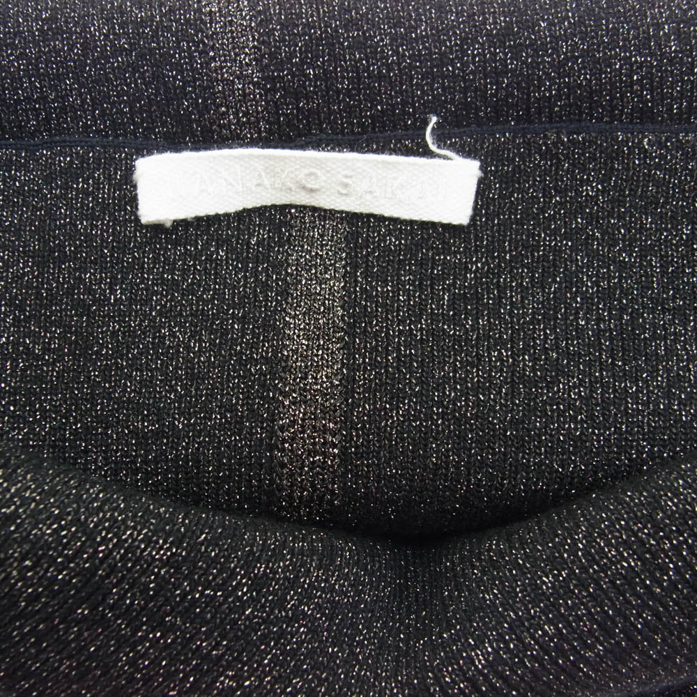 カナコサカイ RIBBED-KNIT CAMISOLE リブ ニット キャミソール ラメ ポーチ付き ブラック系 36【美品】【中古】
