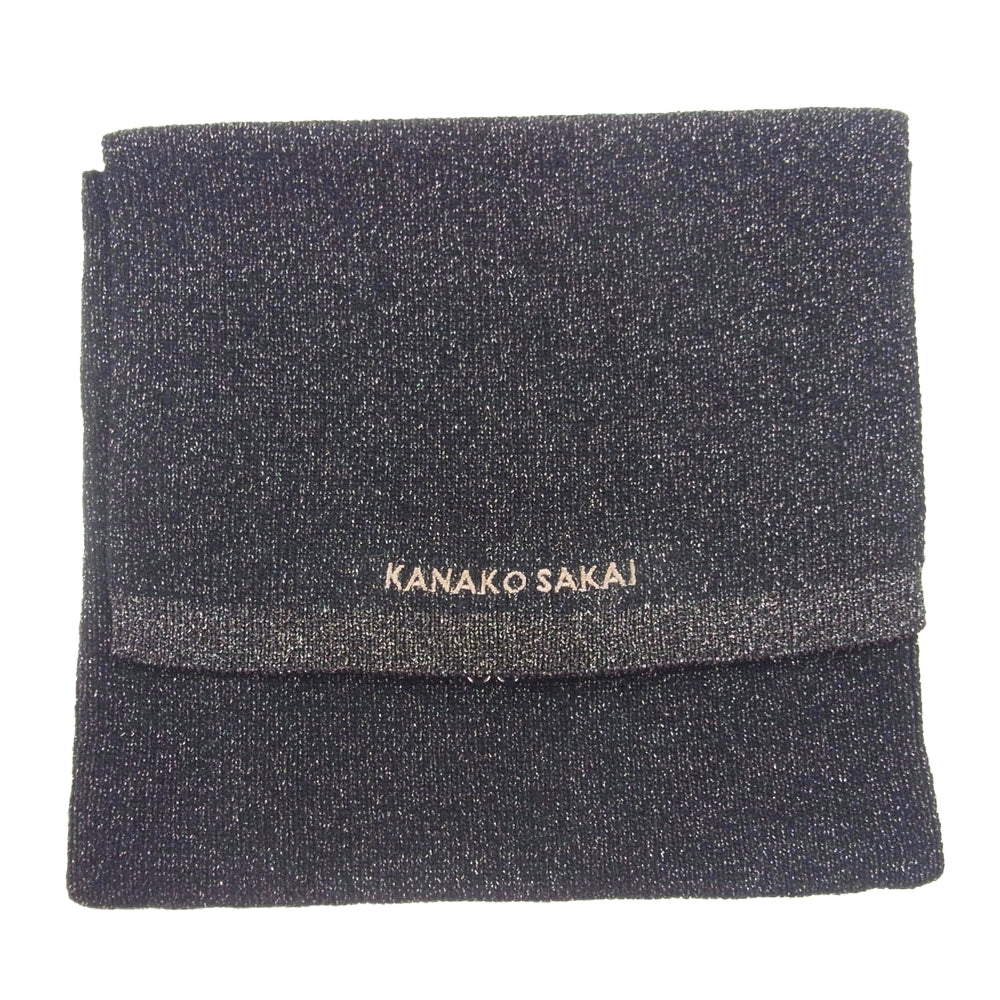 カナコサカイ RIBBED-KNIT CAMISOLE リブ ニット キャミソール ラメ ポーチ付き ブラック系 36【美品】【中古】