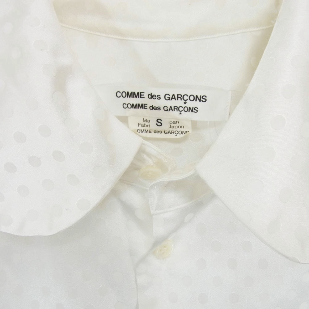 COMME des GARCONS コムデギャルソン RD-B006 コムコム ドット 総柄 丸襟 長袖 シャツ ホワイト系 S【中古】