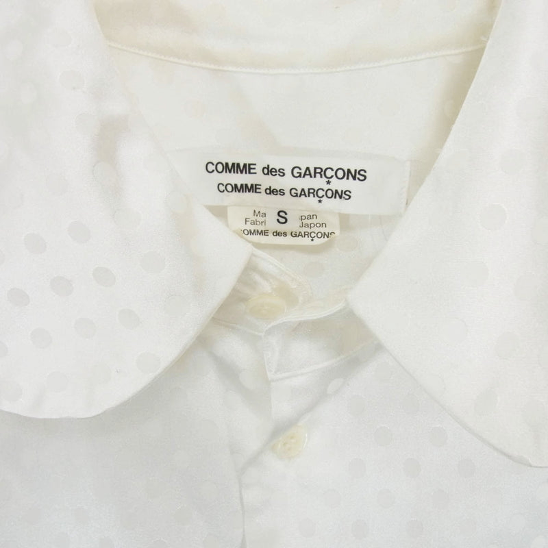 COMME des GARCONS コムデギャルソン RD-B006 コムコム ドット 総柄 丸襟 長袖 シャツ ホワイト系 S【中古】