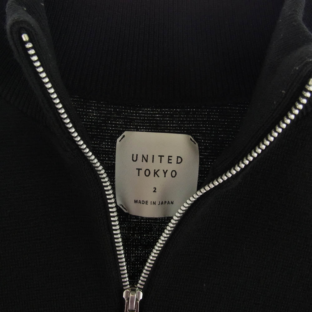 UNITED TOKYO ユナイテッドトウキョウ 407330004 オーバーサイズ ハーフジップ ハイネック ニット セーター プルオーバー ブラック系 2【中古】