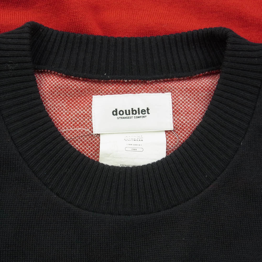 ダブレット 17AW 17AW15KN13-4 SHRUNK OVERSIZED KNITWEAR シュリンク オーバーサイズ ニット セーター グレー系 レッド系 FREE【中古】