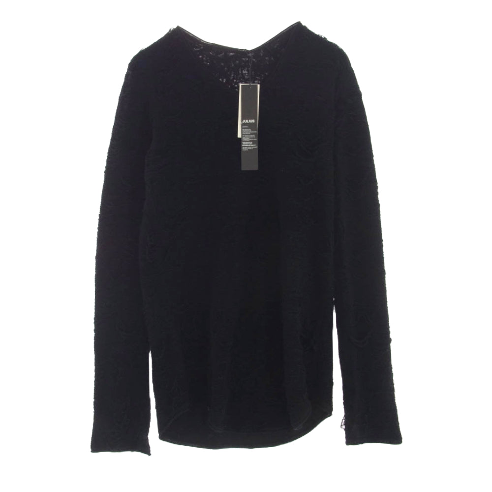 JULIUS ユリウス 13AW 13FW 437CUM19 FINAL DROP Crack Distressed ファイナルドロップ クラックデストロイ ダメージ加工 ニット セーター カットソー ブラック系 2【中古】
