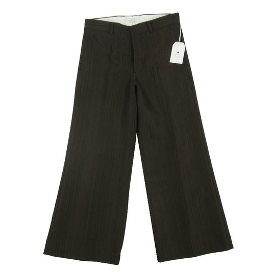 SASQUATCHfabrix. サスクワァッチファブリックス 22AW 22AW-PA9-014 FLARE SILHOUETTE SLACKS ヘリンボーン柄 ストライプ ワイド スラックス パンツ ダークブラウン系 M【中古】