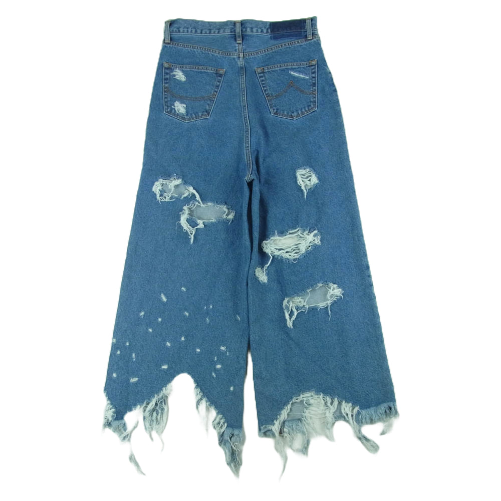ダブレット 23SS 23SS05PT213 DESTROYED DENIM PANTS デストロイ ワイド デニム パンツ ジーンズ インディゴブルー系 S【中古】