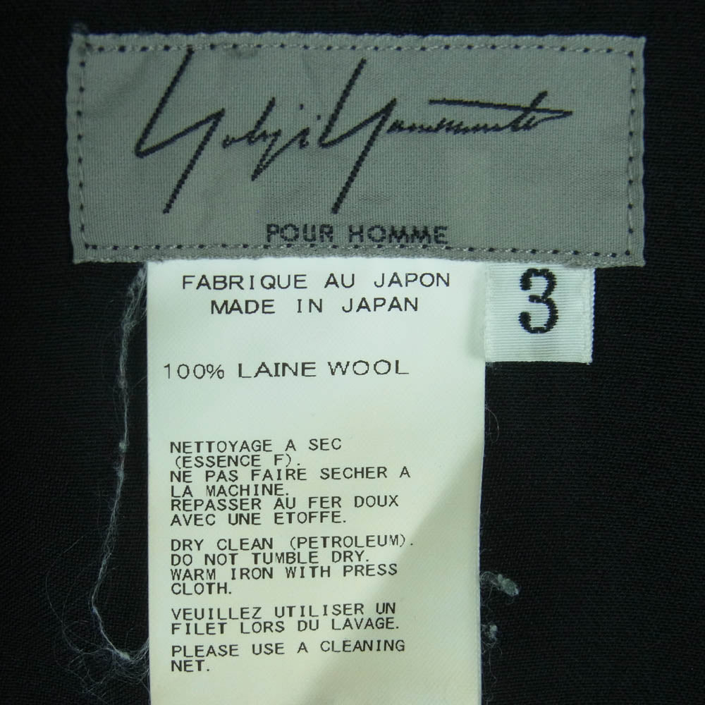 Yohji Yamamoto POUR HOMME ヨウジヤマモトプールオム 22SS HG-P43-100 ウール ギャバジン ラップ パンツ ブラック系 3【中古】
