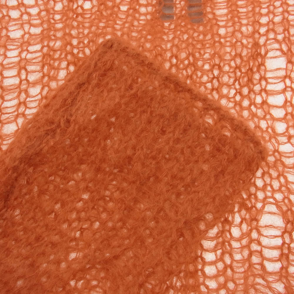 Rick Owens リックオウエンス 22SS RO01B4632-KNETMH Long sleeve maglia spider net mesh top ダメージ加工 モヘヤ混 マリアスパイダーメッシュ  ニット トップ オレンジ系 S【中古】