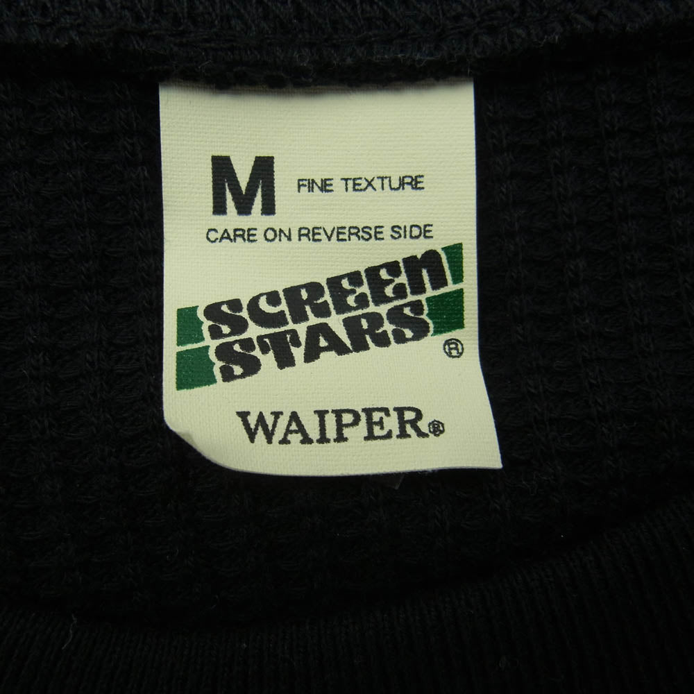 WAIPER ワイパー × SCREEN STARS スクリーンスターズサーマル ワッフル ロングスリーブカットソー 長袖 クルーネック ブラック ブラック系 M【中古】