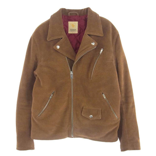 STANDARD CALIFORNIA スタンダードカリフォルニア Cow Suede Double Riders Jacket スエード レザー ダブル ライダース ジャケット ブラウン系 L【中古】