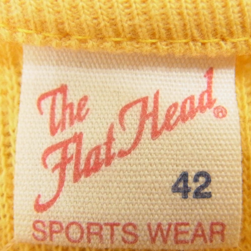 THE FLAT HEAD ザフラットヘッド TOP NOTCH ロゴ サーマル ロングスリーブ カットソー 長袖 Tシャツ イエロー系 42【中古】