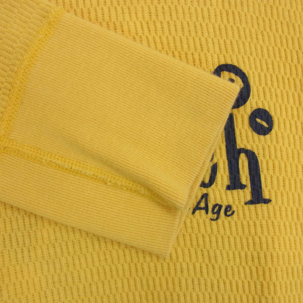 THE FLAT HEAD ザフラットヘッド TOP NOTCH ロゴ サーマル ロングスリーブ カットソー 長袖 Tシャツ イエロー系 42【中古】