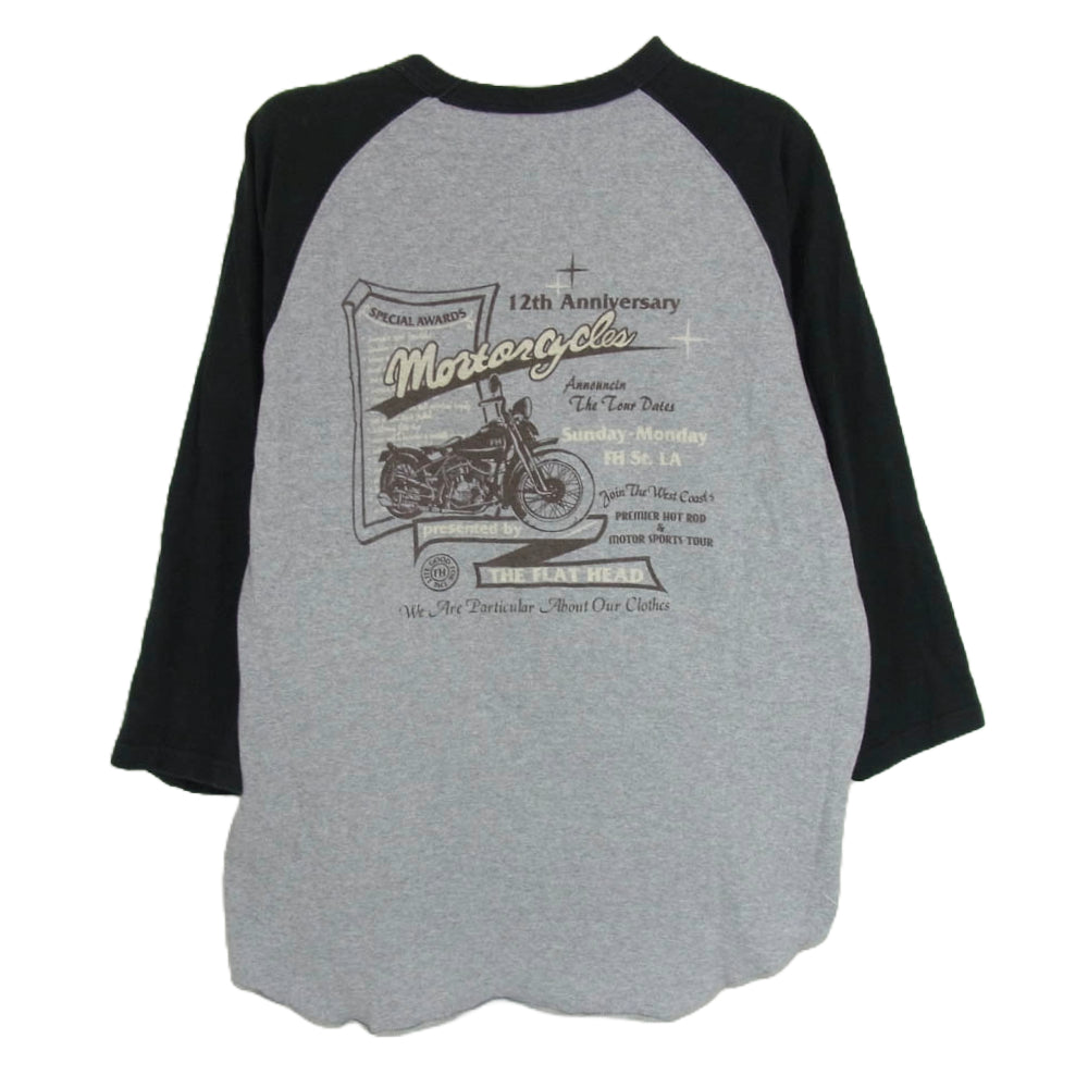THE FLAT HEAD ザフラットヘッド GLORY PARK グローリー パーク ラグラン ロゴ Ｔシャツ グレー系 40【中古】