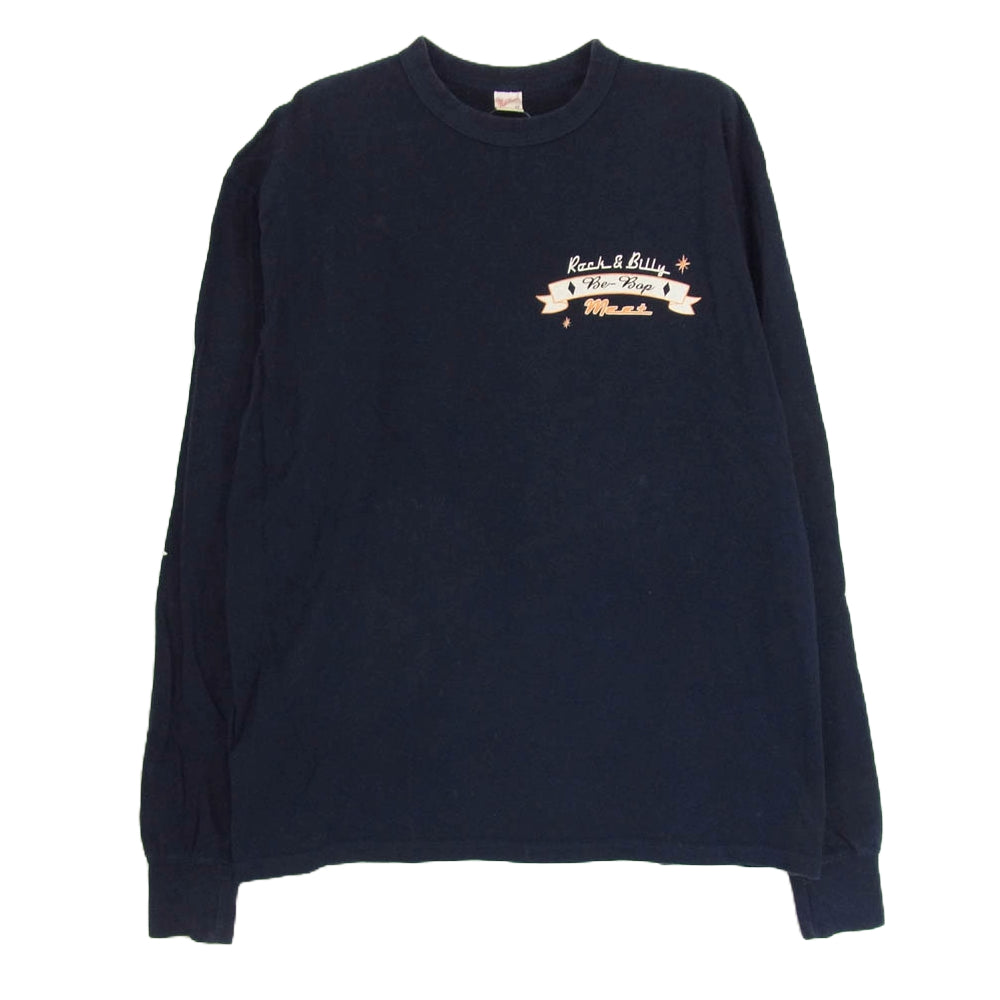 THE FLAT HEAD ザフラットヘッド SPORTS WEAR スポーツウェア ロゴ 長袖 Tシャツ ネイビー系 42【中古】