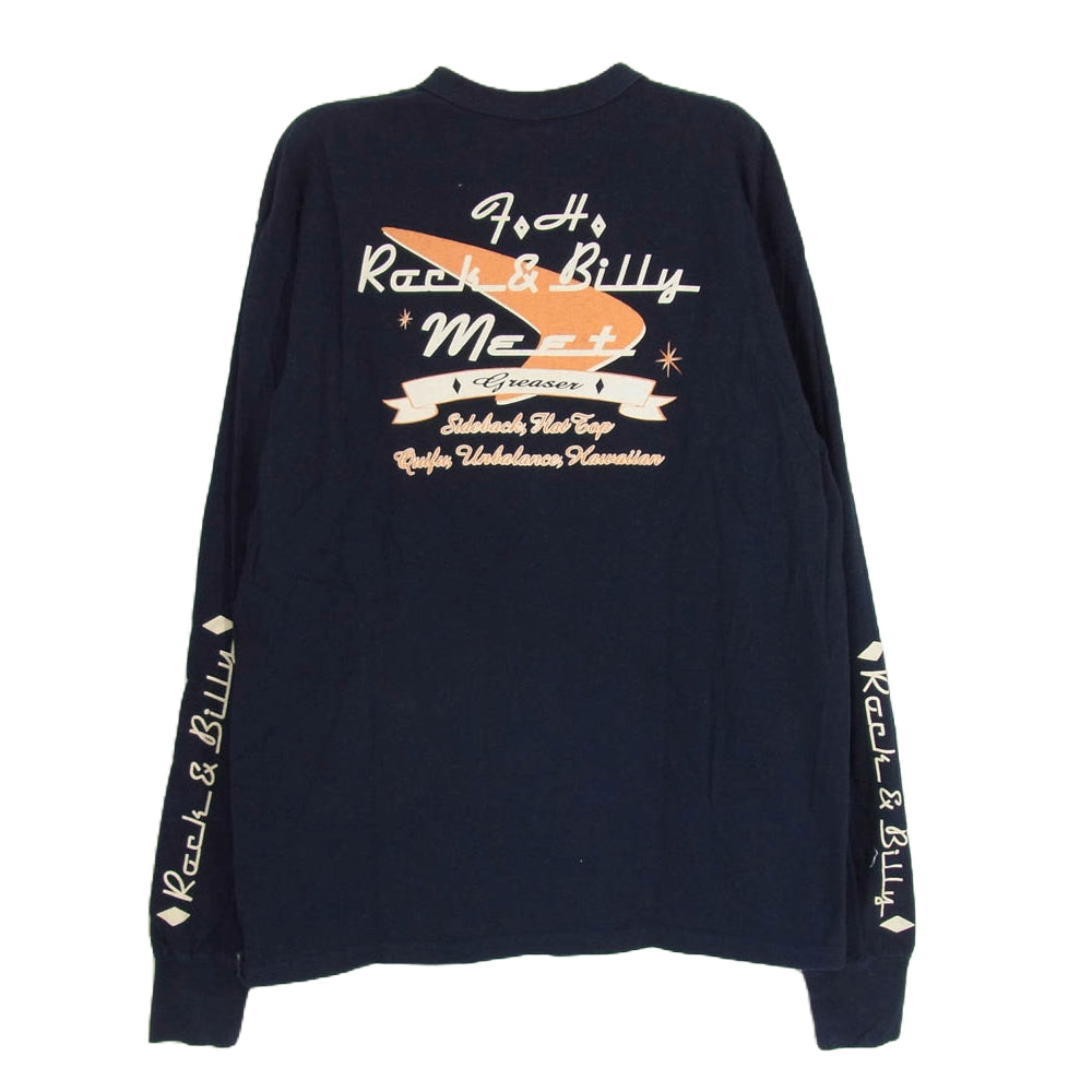 THE FLAT HEAD ザフラットヘッド SPORTS WEAR スポーツウェア ロゴ 長袖 Tシャツ ネイビー系 42【中古】