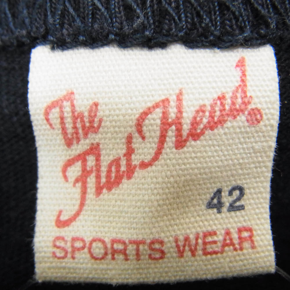 THE FLAT HEAD ザフラットヘッド SPORTS WEAR スポーツウェア ロゴ 長袖 Tシャツ ネイビー系 42【中古】