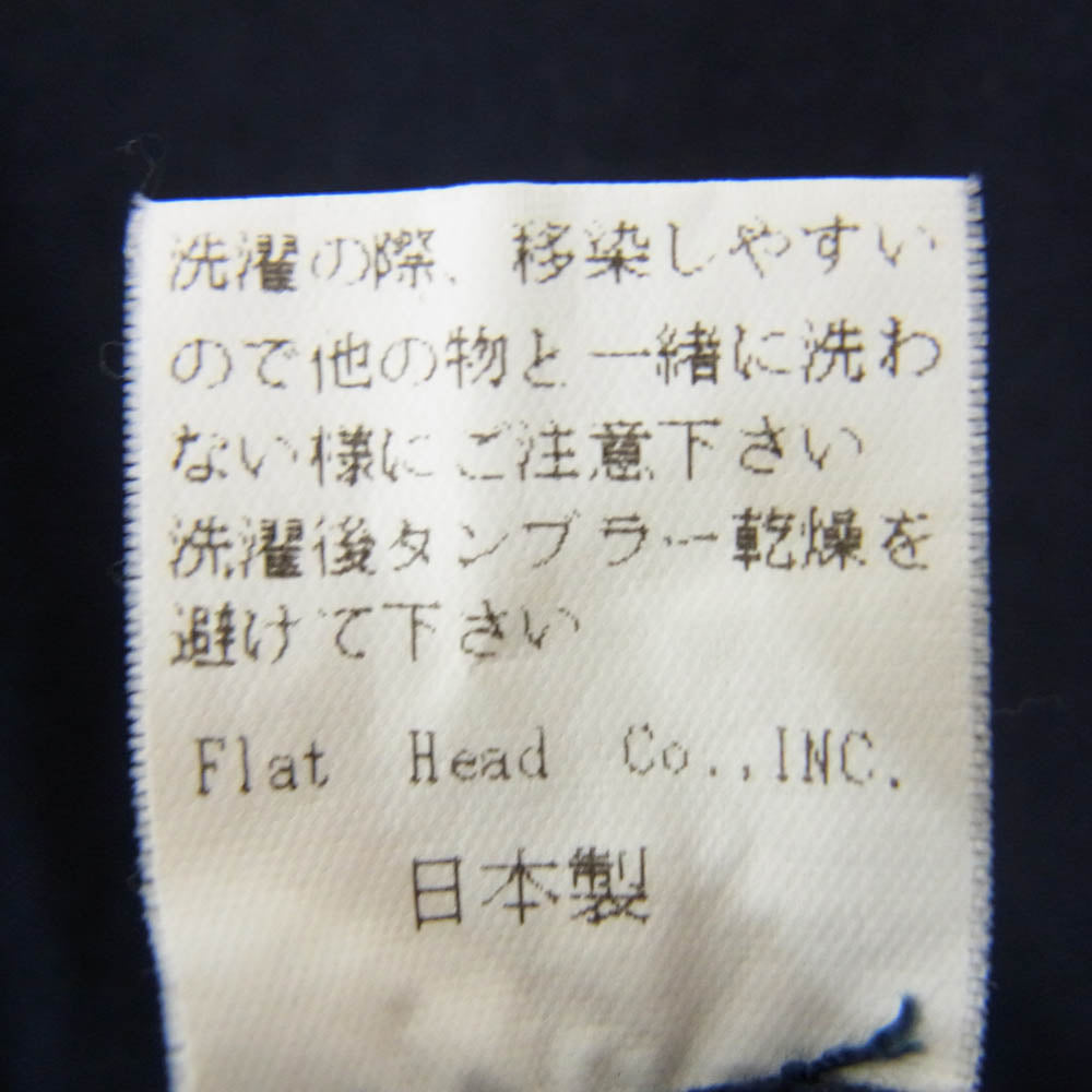 THE FLAT HEAD ザフラットヘッド SPORTS WEAR スポーツウェア ロゴ 長袖 Tシャツ ネイビー系 42【中古】