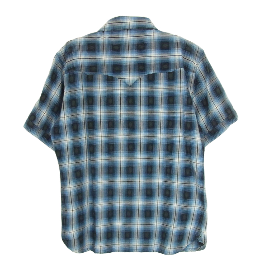 THE FLAT HEAD ザフラットヘッド CW-44HW ネイティブチェック ウエスタン 半袖シャツ ブルー系 40【中古】
