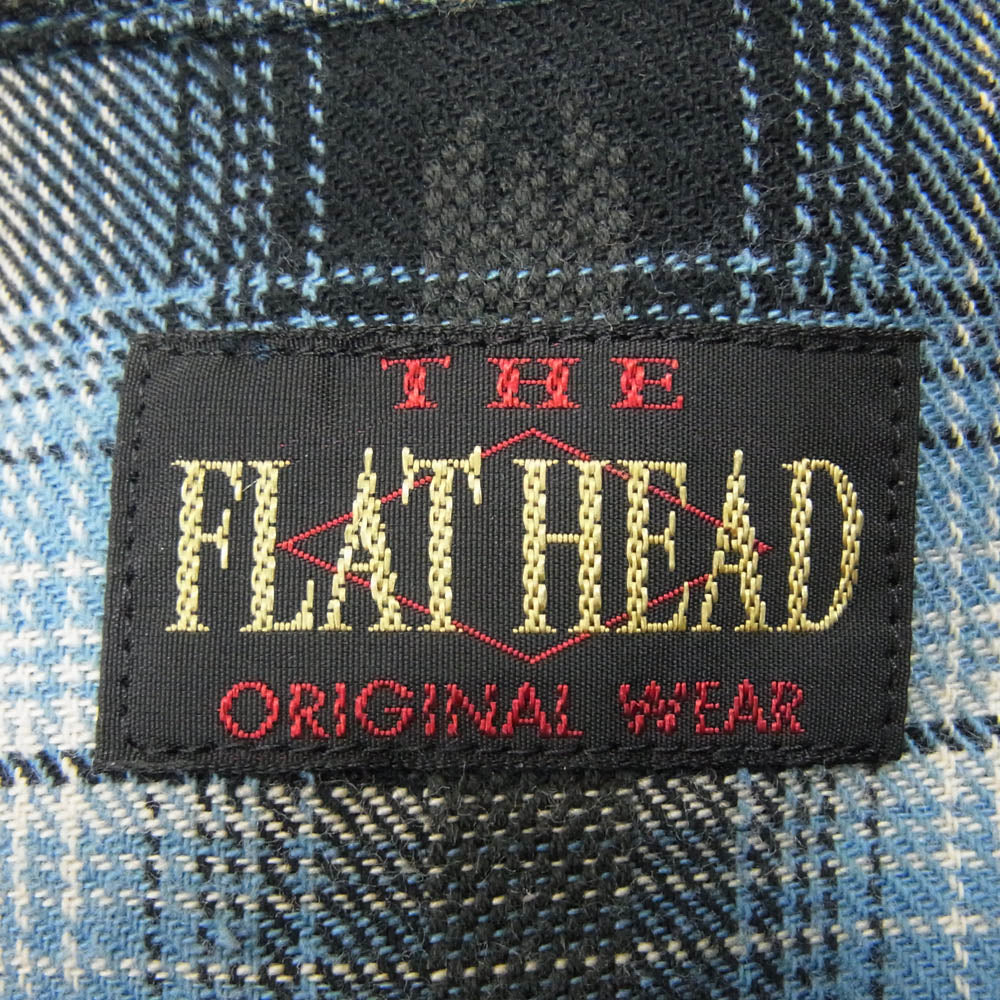 THE FLAT HEAD ザフラットヘッド CW-44HW ネイティブチェック ウエスタン 半袖シャツ ブルー系 40【中古】