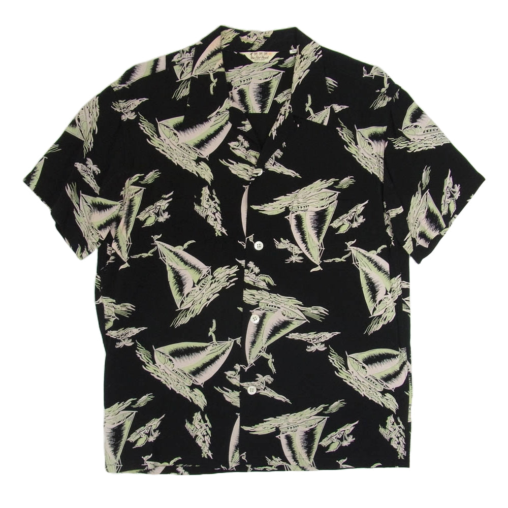 THE FLAT HEAD ザフラットヘッド レーヨン ハワイアン シャツ ブラック系 L【中古】