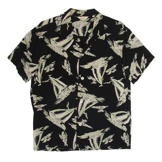 THE FLAT HEAD ザフラットヘッド レーヨン ハワイアン シャツ ブラック系 L【中古】