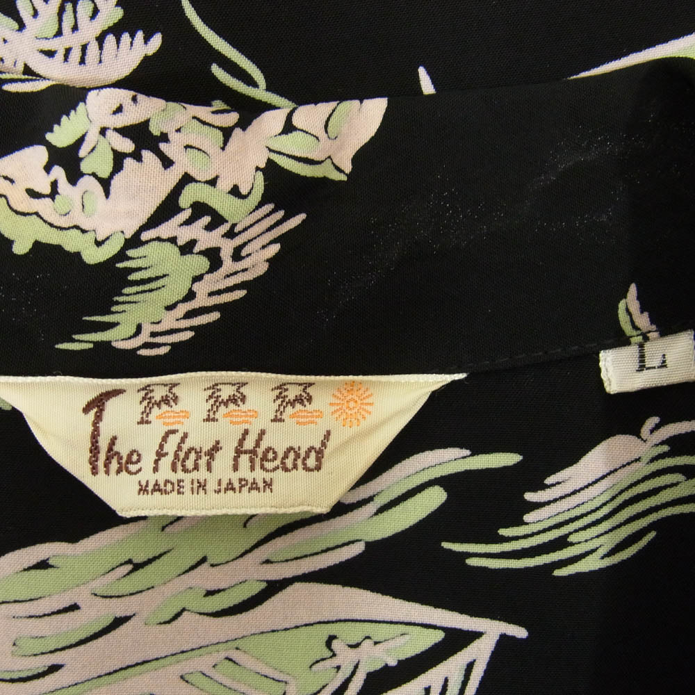 THE FLAT HEAD ザフラットヘッド レーヨン ハワイアン シャツ ブラック系 L【中古】