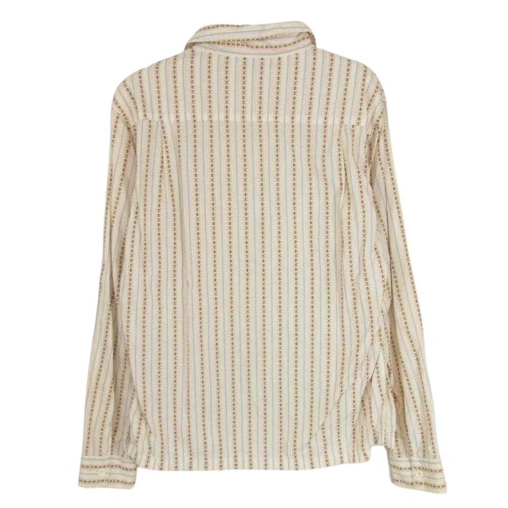 THE FLAT HEAD ザフラットヘッド ストライプ オープンカラー ロングスリーブ 長袖 シャツ ホワイト系 40【中古】
