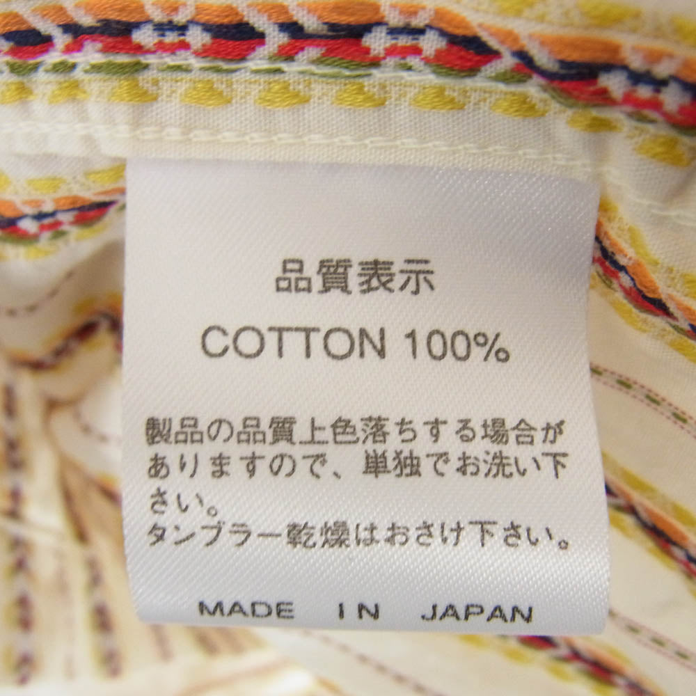 THE FLAT HEAD ザフラットヘッド ストライプ オープンカラー ロングスリーブ 長袖 シャツ ホワイト系 40【中古】