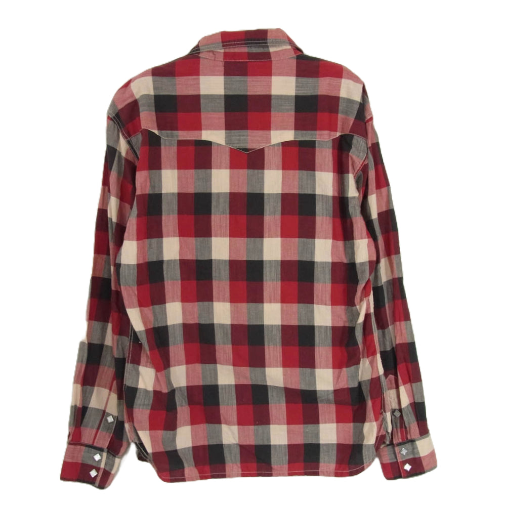 THE FLAT HEAD ザフラットヘッド ブロックチェック柄 ウエスタン チェック シャツ レッド系 40【中古】