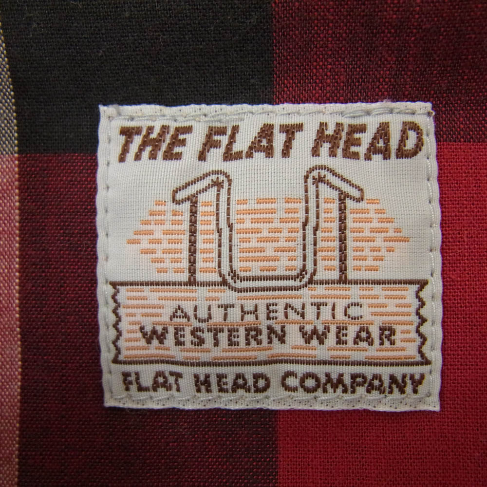 THE FLAT HEAD ザフラットヘッド ブロックチェック柄 ウエスタン チェック シャツ レッド系 40【中古】