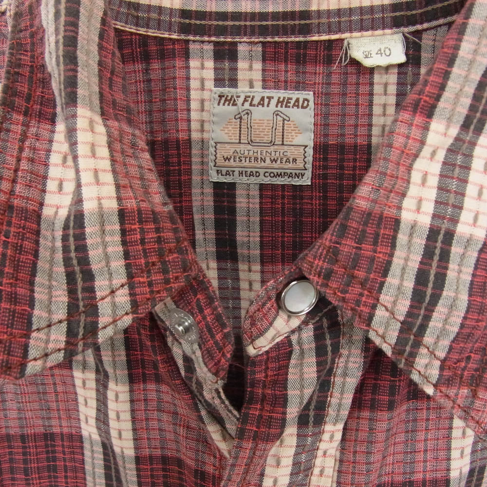 THE FLAT HEAD ザフラットヘッド CW-42W JAQUARD WESTERN SHIRT ジャガード ウエスタン 長袖 シャツ レッド系 40【中古】