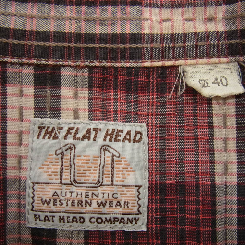 THE FLAT HEAD ザフラットヘッド CW-42W JAQUARD WESTERN SHIRT ジャガード ウエスタン 長袖 シャツ レッド系 40【中古】