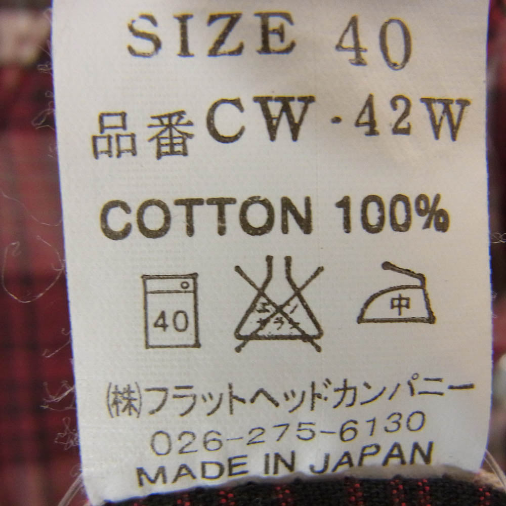 THE FLAT HEAD ザフラットヘッド CW-42W JAQUARD WESTERN SHIRT ジャガード ウエスタン 長袖 シャツ レッド系 40【中古】