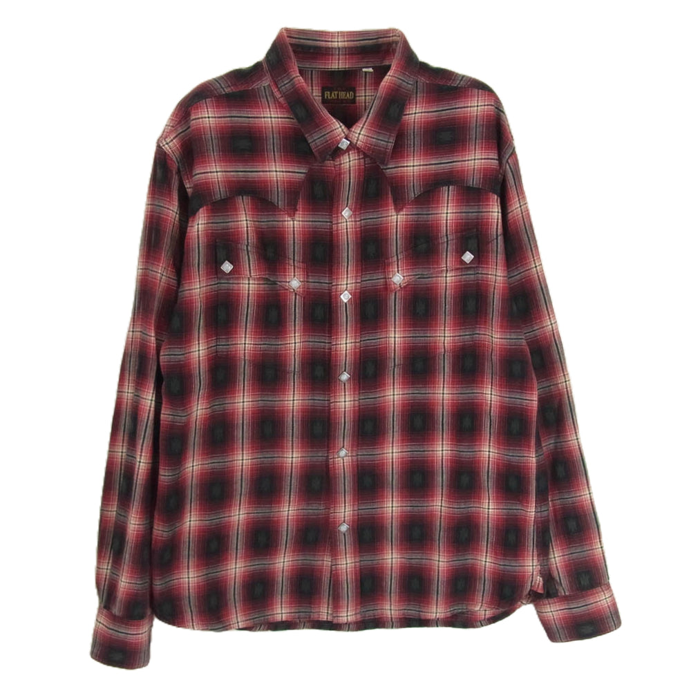 THE FLAT HEAD ザフラットヘッド CW-44W ネイティブ チェック ウエスタン 長袖 シャツ レッド系 40【中古】