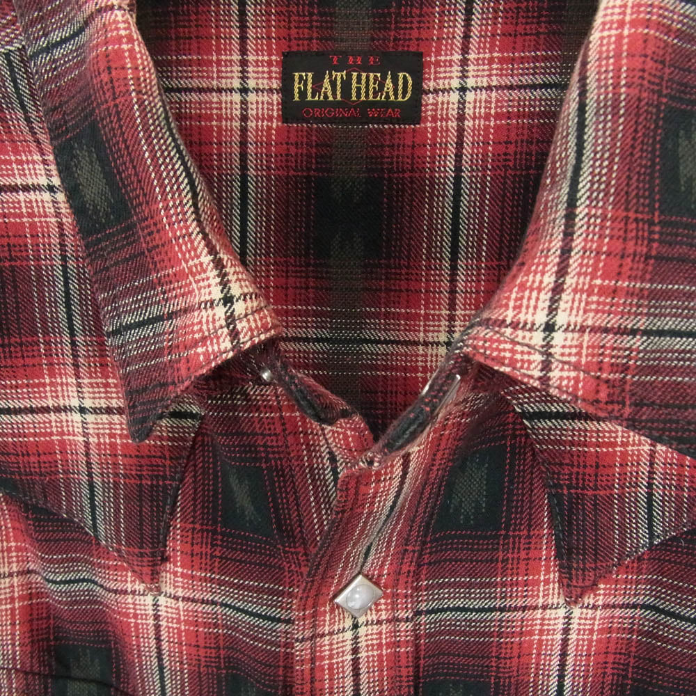 THE FLAT HEAD ザフラットヘッド CW-44W ネイティブ チェック ウエスタン 長袖 シャツ レッド系 40【中古】