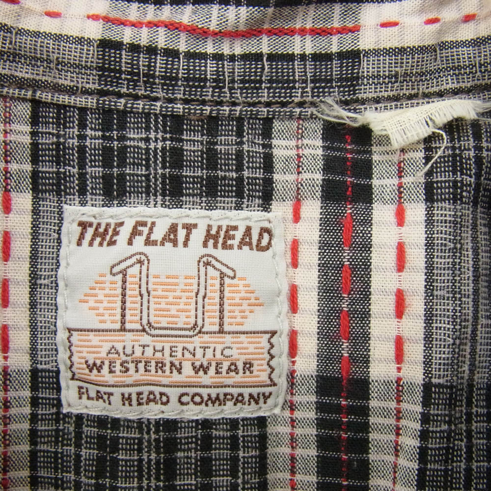 THE FLAT HEAD ザフラットヘッド CW-42W JAQUARD WESTERN SHIRT ジャガード ウエスタン ロゴ 刺繍 長袖 チェック シャツ グレー 40【中古】